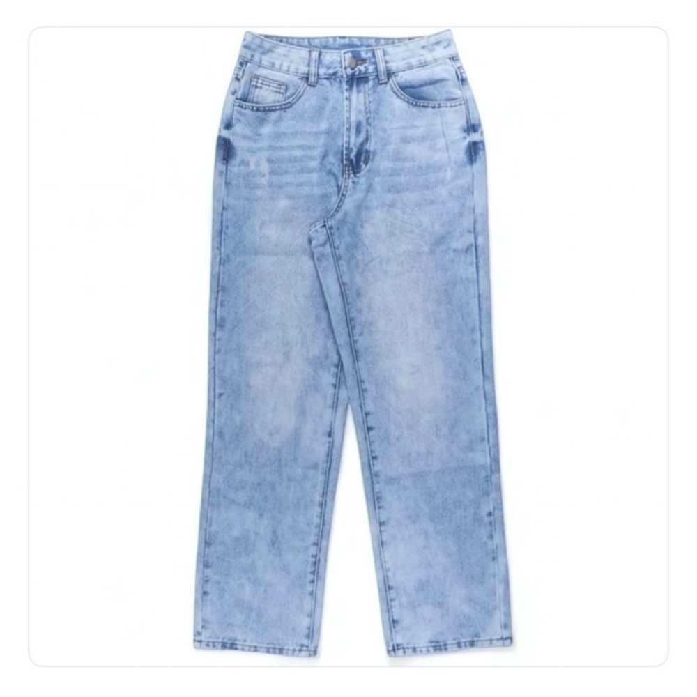 Gilipur NWT Jeans Stone Acid Wash Slim Wide Leg Straight Blue S Retro High Waist